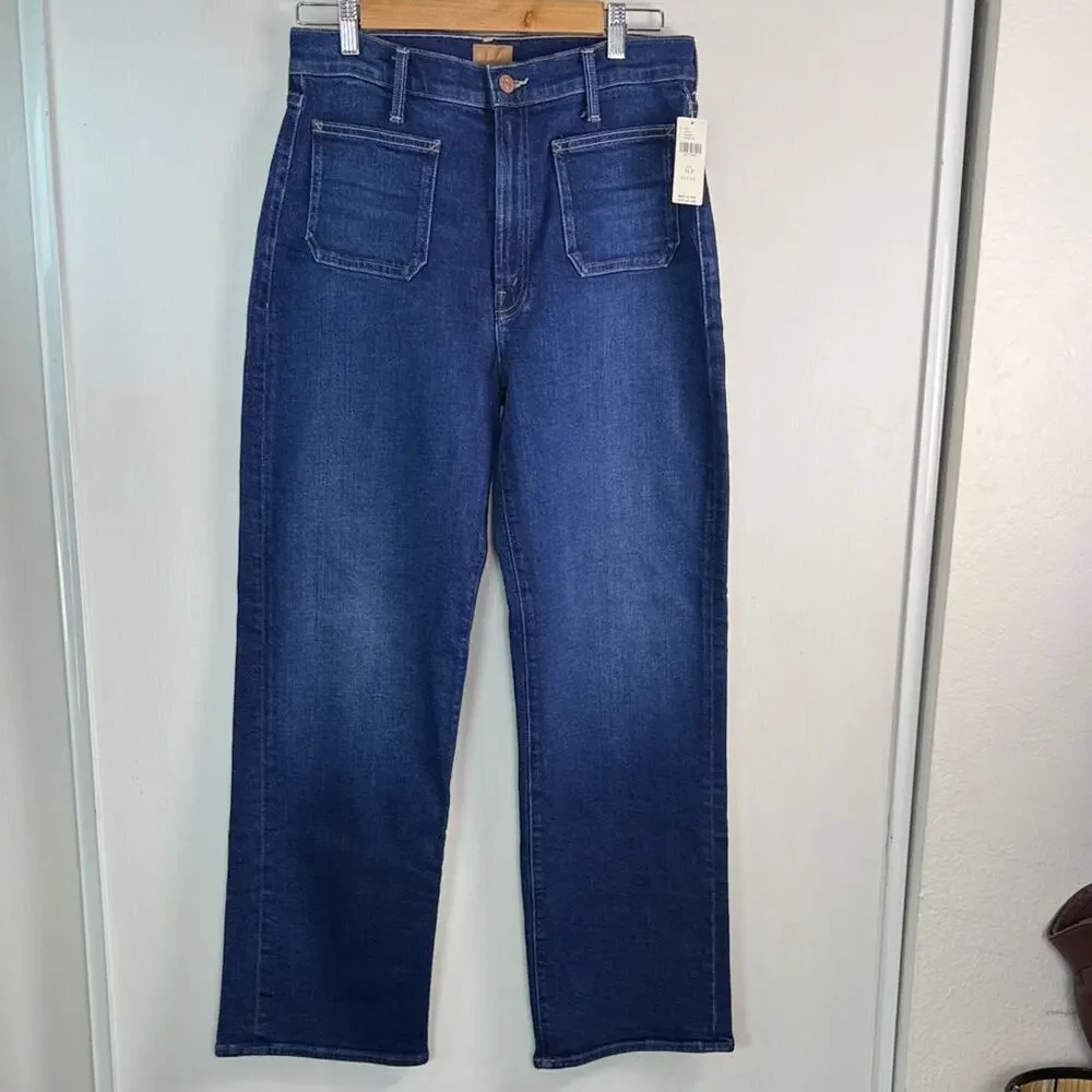 NWT! MOTHER The Lil Rambler Patch Pocket High Waist Straight Leg Jeans size 31P - Picture 2 of 16